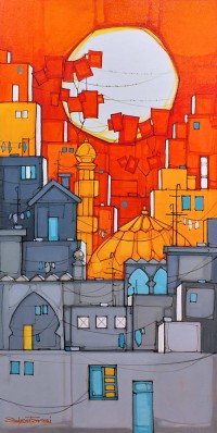 Salman Farooqi, 24 x 48 Inch, Acrylic on Canvas, Cityscape Painting, AC-SF-380